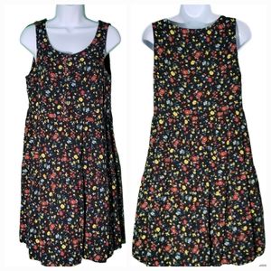 Black Floral Sleeveless Dress,  Size M